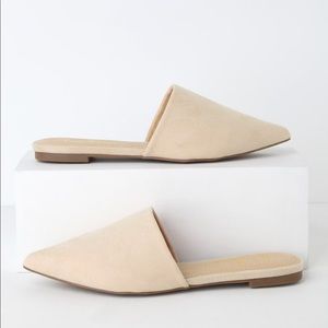 Lorena Nude Suede Pointed Toe Slides NWOT